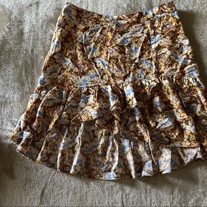 Free People floral ruffle mini skirt
